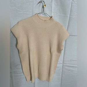 MOCK NECK SLEEVELESS CREAM SWEATER